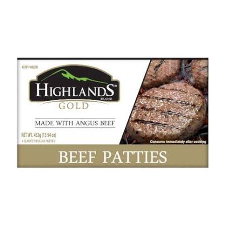CDO Highlands Gold Premium Beef Patties 452g
